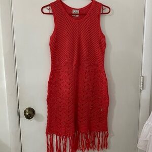 Coral pink Crochet dress